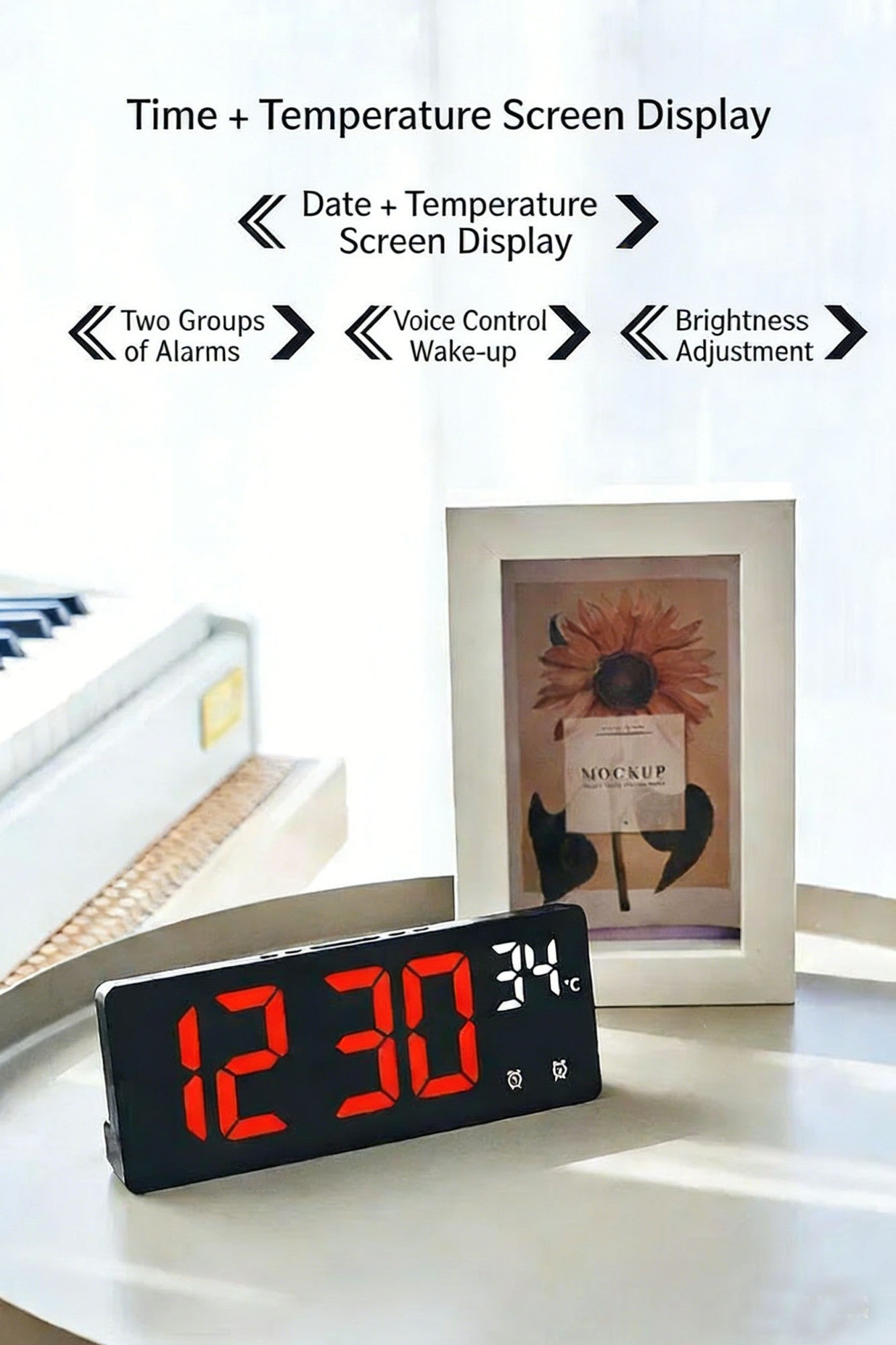 Despertador Digital LED com Temperatura e Função Soneca