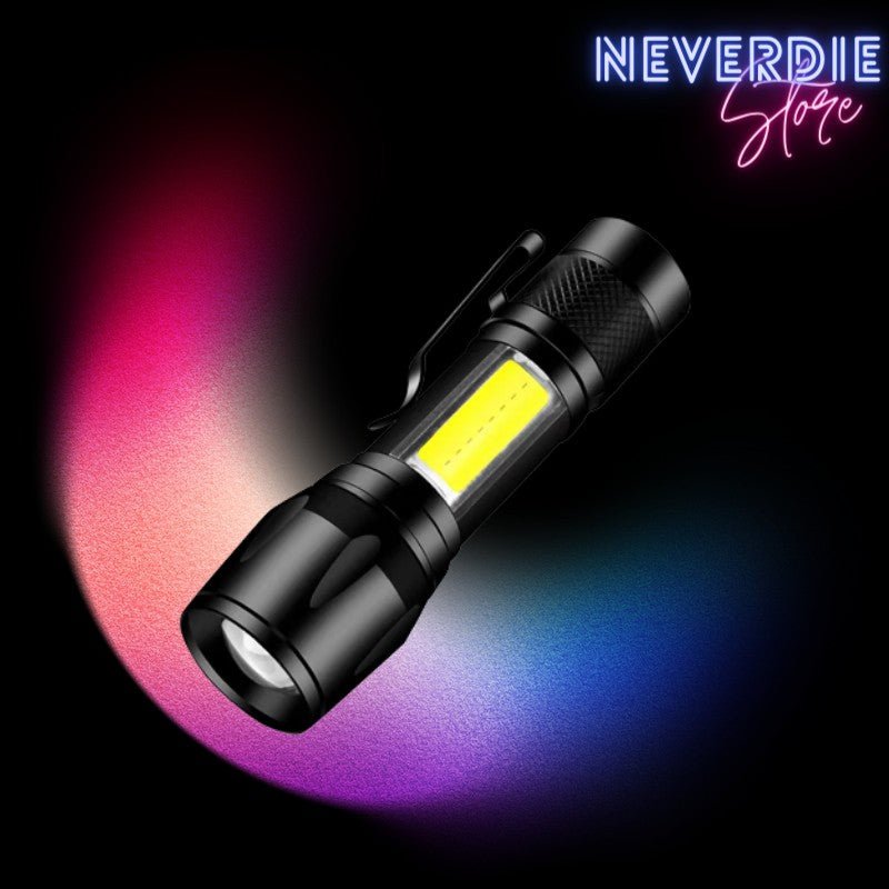 Mini Lanterna LED Recarregável USB com Zoom Ajustável