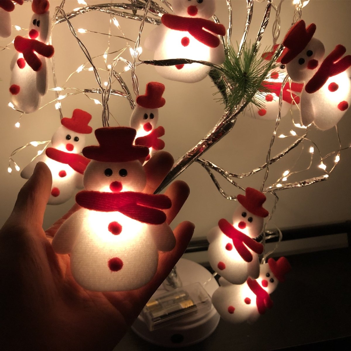 Cordão de Luz LED de Natal com Enfeites