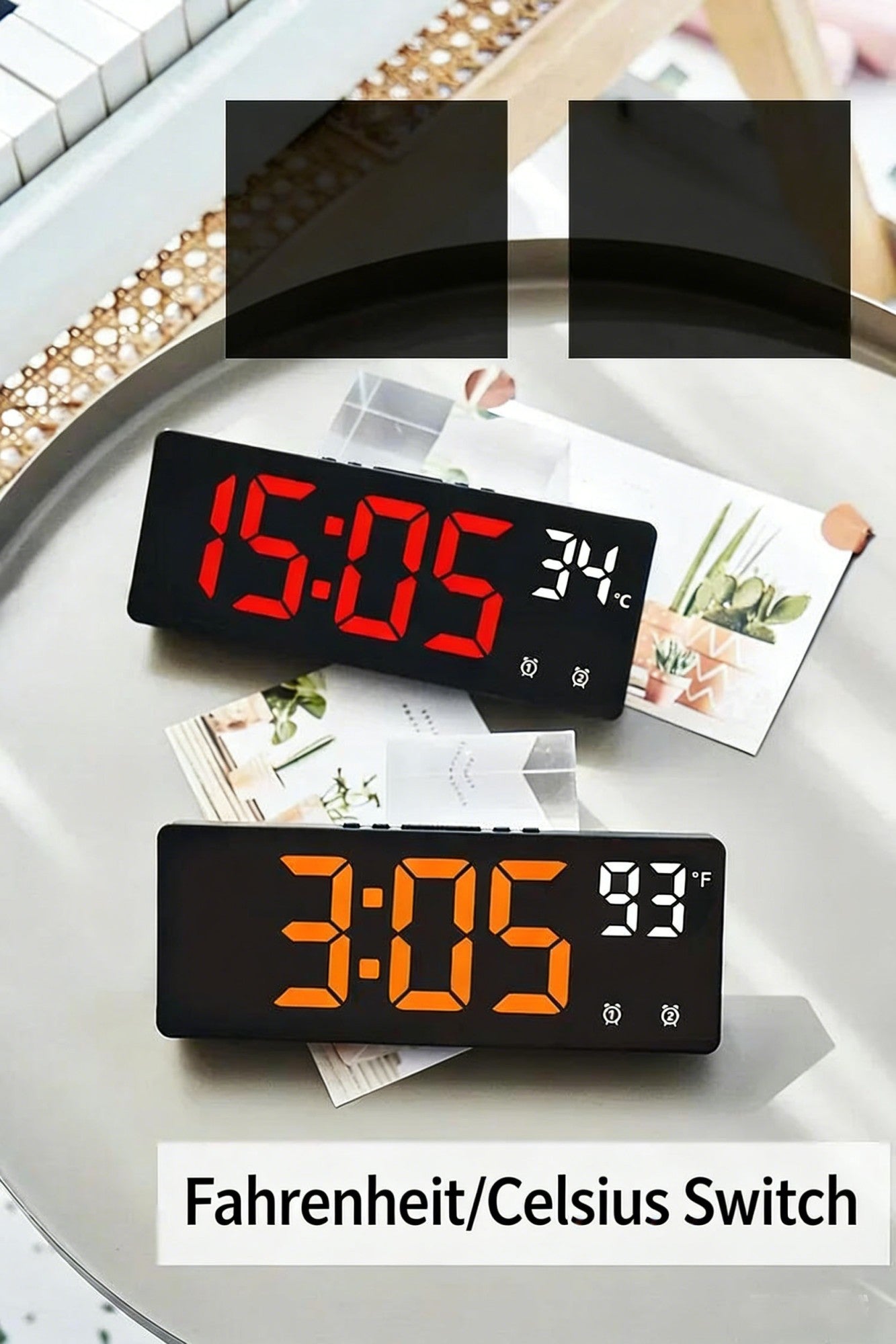 Despertador Digital LED com Temperatura e Função Soneca
