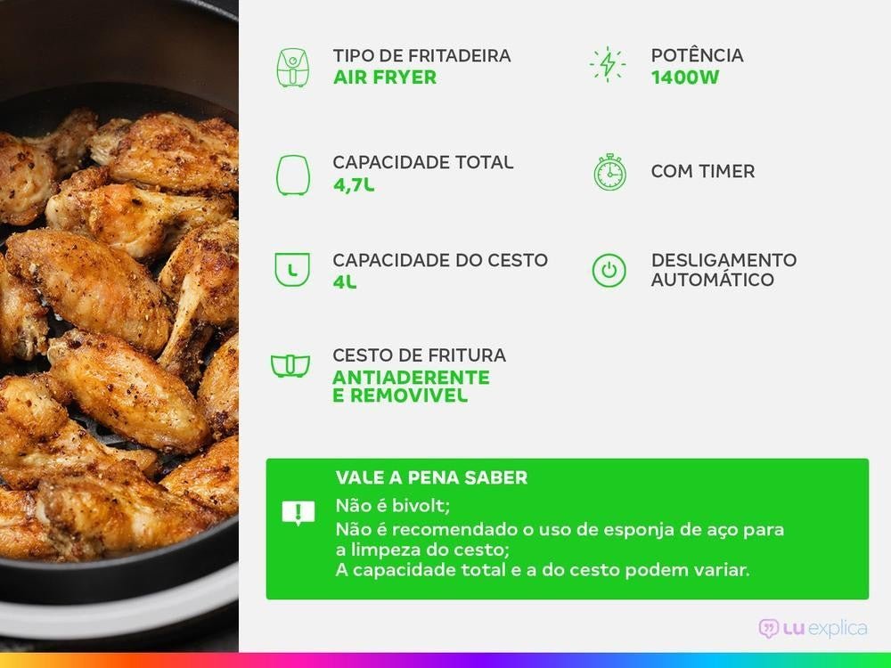 Fritadeira Elétrica sem Óleo/Air Fryer Electrolux - 220V