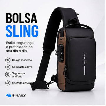 Bolsa Sling Antifurto em Oxford com Porta USB