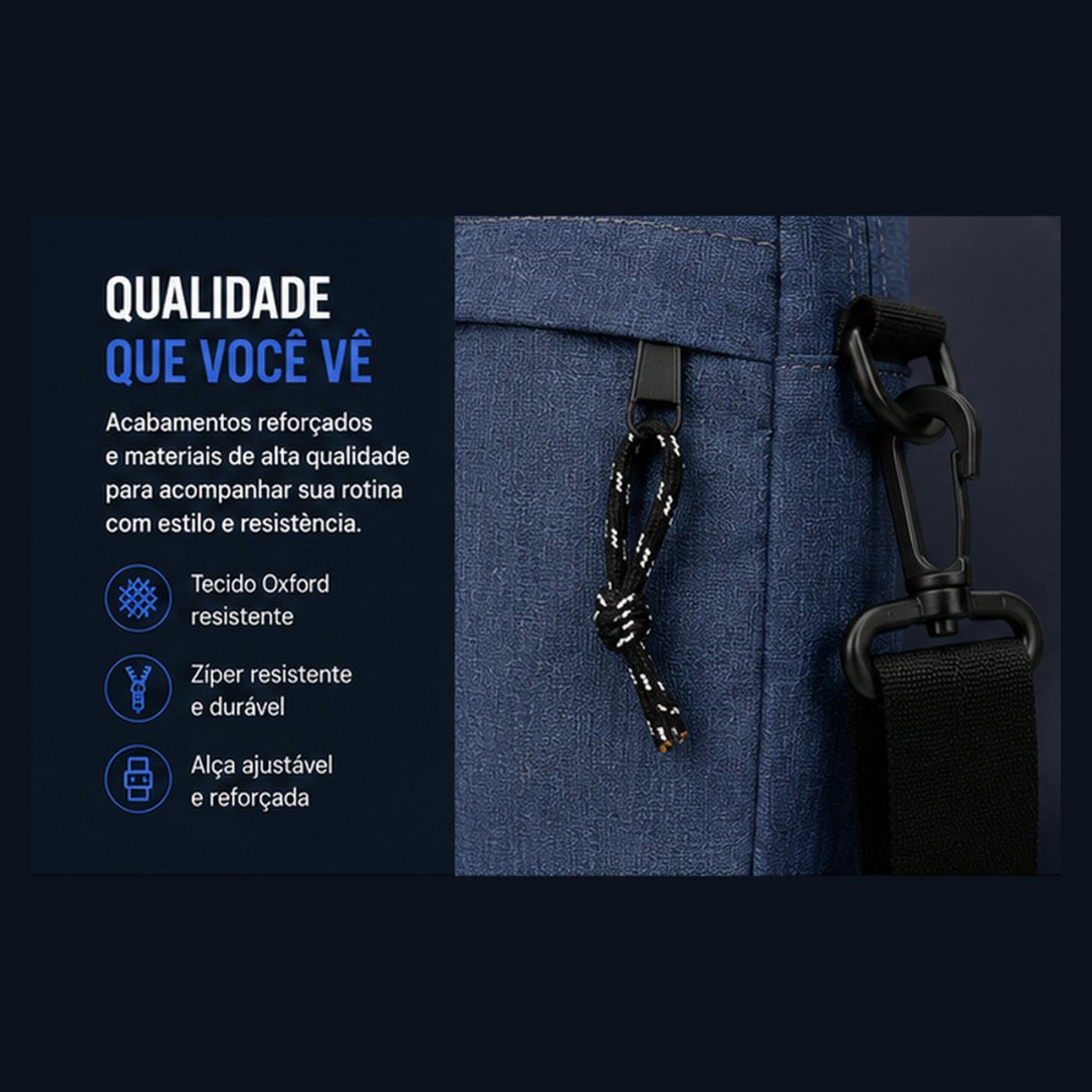 Bolsa Transversal Compacta Unissex em Oxford