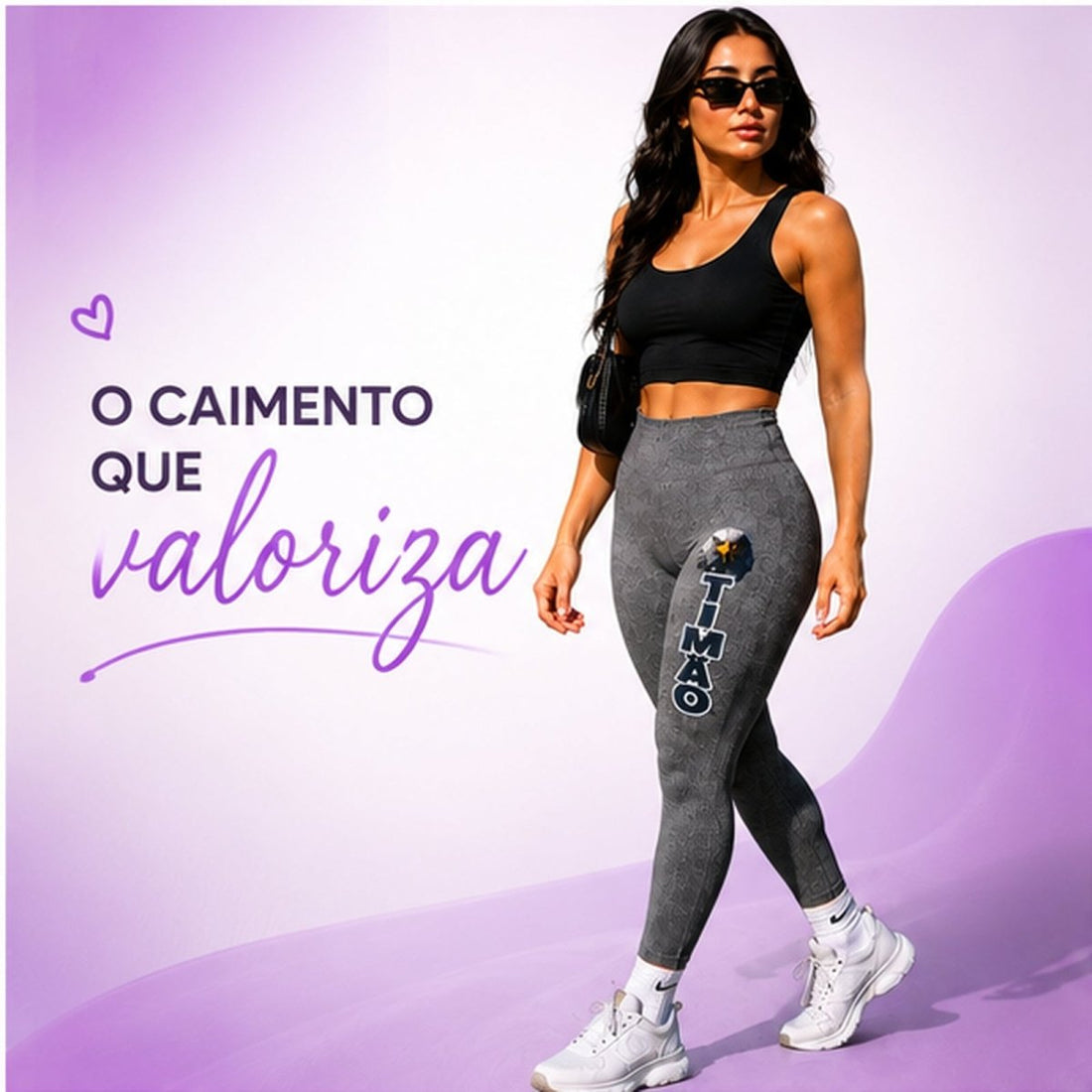 Legging Cintura Alta Cinza Mescla Timão 3D