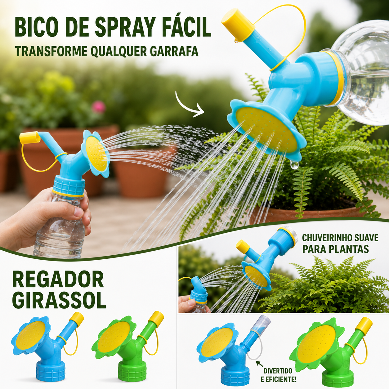 Bico de spray fácil para regar plantas