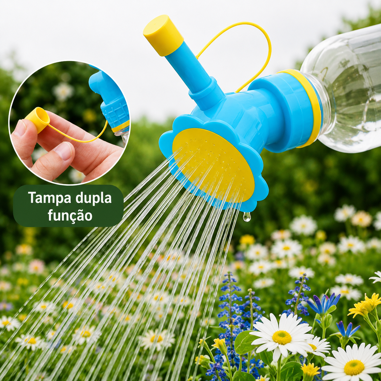 Regador para plantas com tampa dupla função